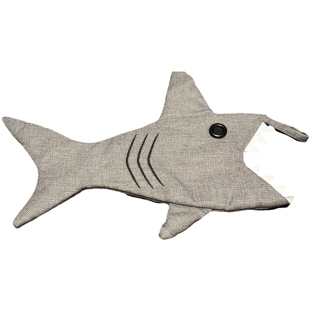 Holiday Time 20" Gray Shark Christmas Stocking with Teeth EUC